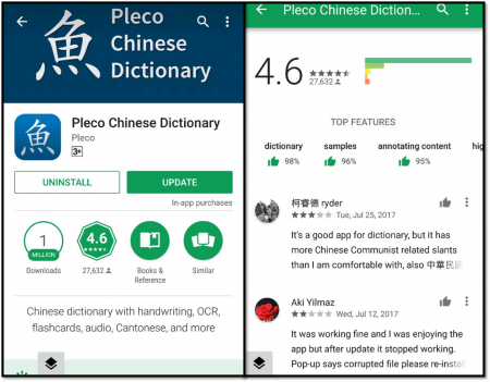 Pleco app for learning Chinese